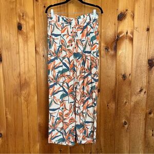 Serra Orange and Green Leaf Print Pants